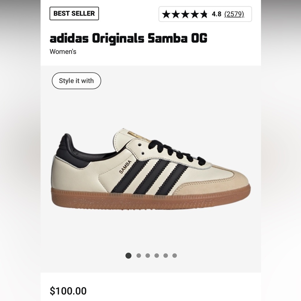adidas Originals Samba OG "Cream White/Core Black/Sand Strata" Gum Bottom